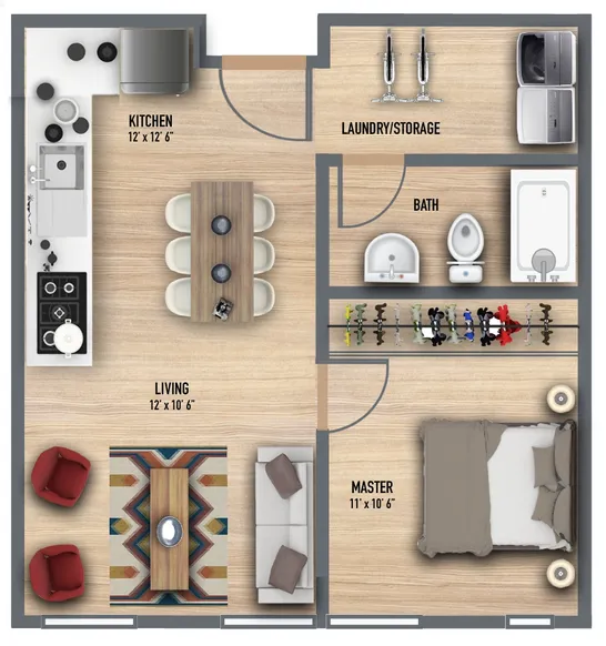1 Bedroom | 594 Square Feet 1 Bedroom | 594 Square Feet