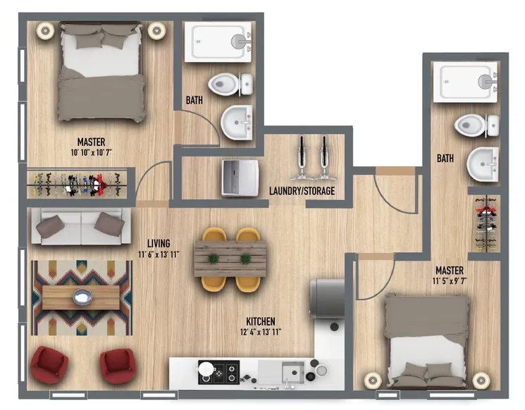 2 Bedroom | 864 Square Feet 2 Bedroom | 864 Square Feet